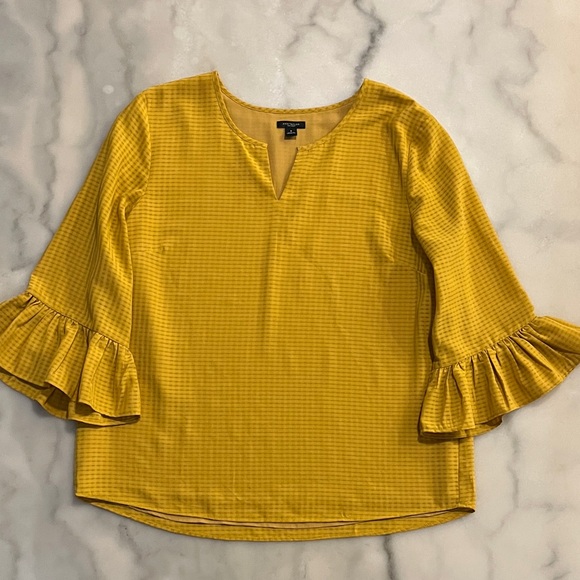 Ann Taylor Tops - Ann Taylor Mustard Ruffle Sleeve Blouse